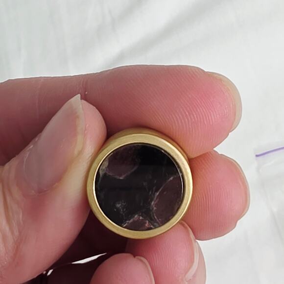Yamaha Raw Brass Trumpet Custom Finger Buttons W Nuummite stone inlays. KGUBrass - Picture 6 of 8